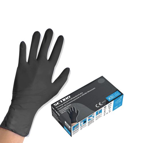 Setino Nitril-Gummihandschuhe (100St. - S - Schwarz)