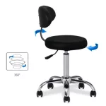 Rollhocker für Tätowierer mit Rückenlehne (schwarz)