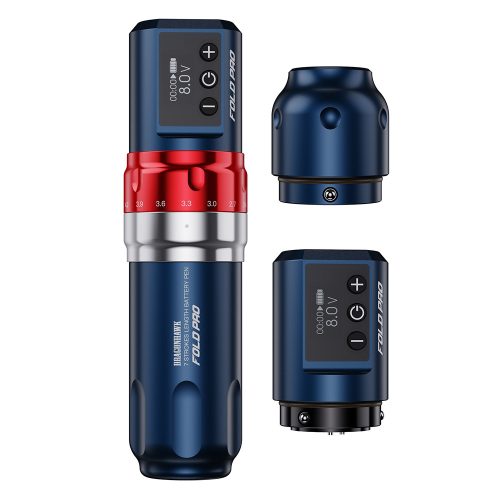 Dragonhawk Fold Pro (2,4-4,2 mm) Tattoo-Stift (blau) - kabellose Tattoo-Maschine
