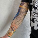 Textile-Tattoo-Ärmel zum Überziehen (Sun & Skull)