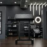 Gesteppte XL Tattoo-Armlehne (H-Fuß, Schwarz) – verstellbar