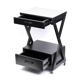   2 fiókos tetováló munkaállomás (X-vázas, görgős eszköztartó kocsi)