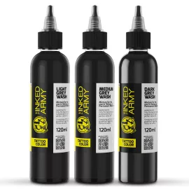   THE INKED ARMY – Tattoo-Farbe – Grey Wash Set (3 x 120 ml)